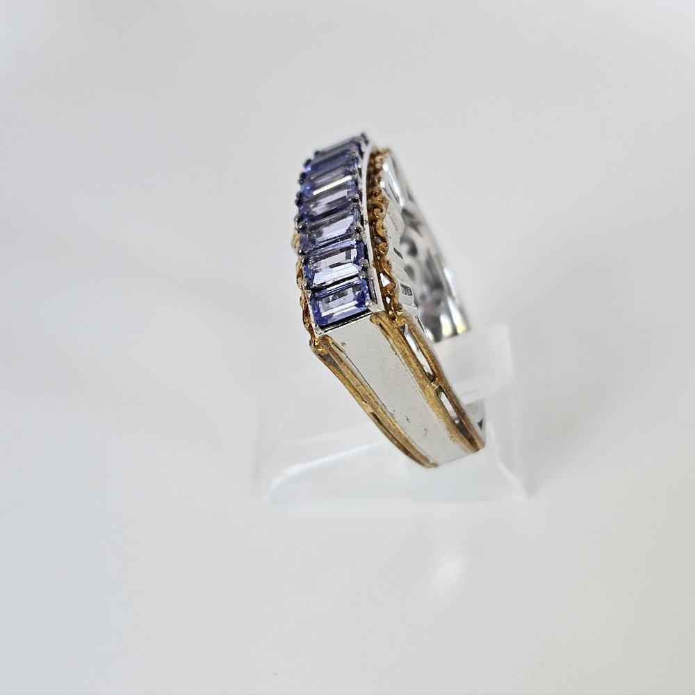 Gems En Vogue Genuine Tanzanite Ring In Palladium Sterling Silver 18K Size 8! - Picture 5 of 7